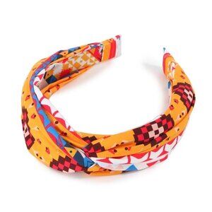 71. Mustard Aztec Fabric Patterned Twisted Headband